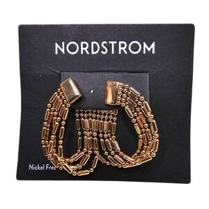 Nordstrom Gold Tone Dangle Drop‎ Chain Front/Back Earrings